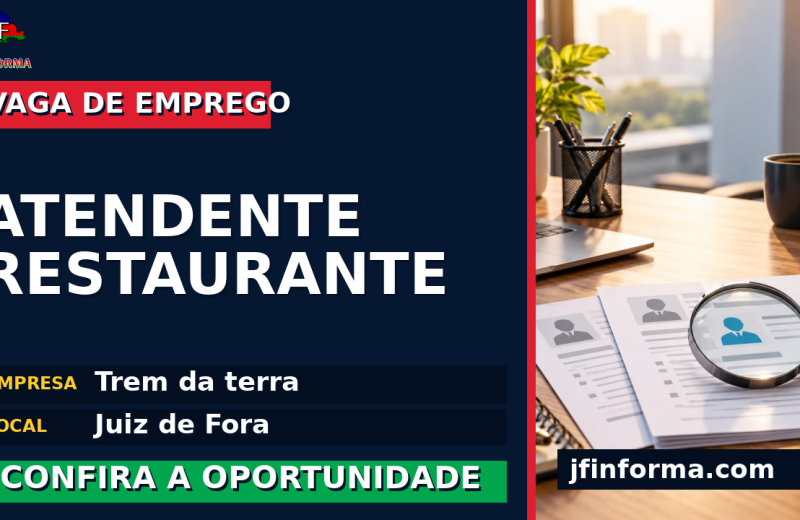 Trem da terra oferece vaga de emprego para atendente restaurante em Juiz de Fora