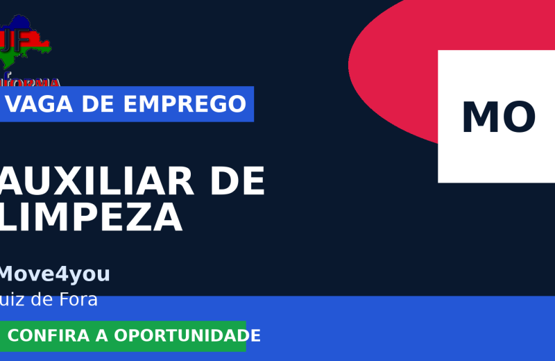 Move4you oferece vaga de emprego para auxiliar de limpeza em Juiz de Fora