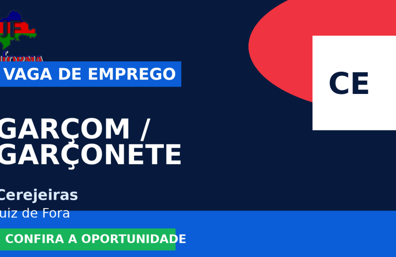 Cerejeiras oferece vaga de emprego para garçom / garçonete em Juiz de Fora