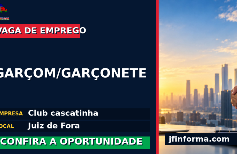 Club cascatinha oferece vaga de emprego para garçom/garçonete em Juiz de Fora