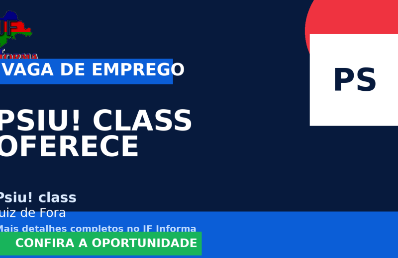 Psiu! class oferece vaga de emprego para vaga de voluntariado – influencer digital | psiu class em Juiz de Fora