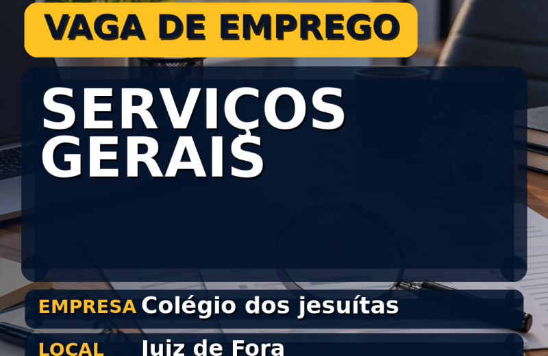 Colégio dos jesuítas oferece vaga de emprego para serviços gerais em Juiz de Fora